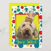 Uitnodigingscupcake - GoldenDoodle Kaart (Voorkant / Achterkant)