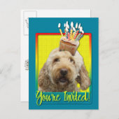 Uitnodigingscupcake - GoldenDoodle Uitnodiging Briefkaart (Voorkant / Achterkant)