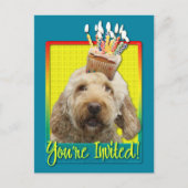 Uitnodigingscupcake - GoldenDoodle Uitnodiging Briefkaart (Voorkant)