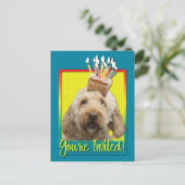 Uitnodigingscupcake - GoldenDoodle Uitnodiging Briefkaart (Staand voorkant)