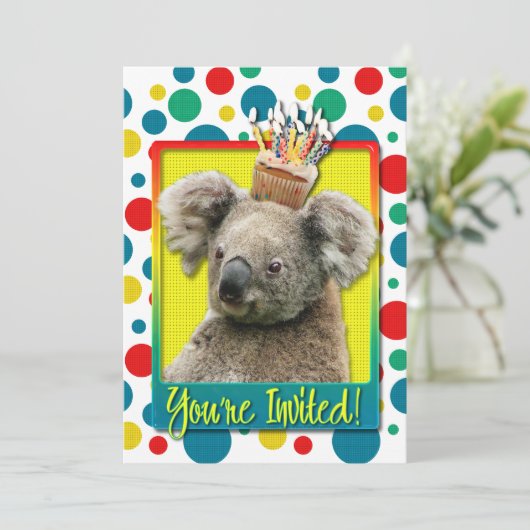 Uitnodigingscupcake - Koala Kaart (Staand voorkant)