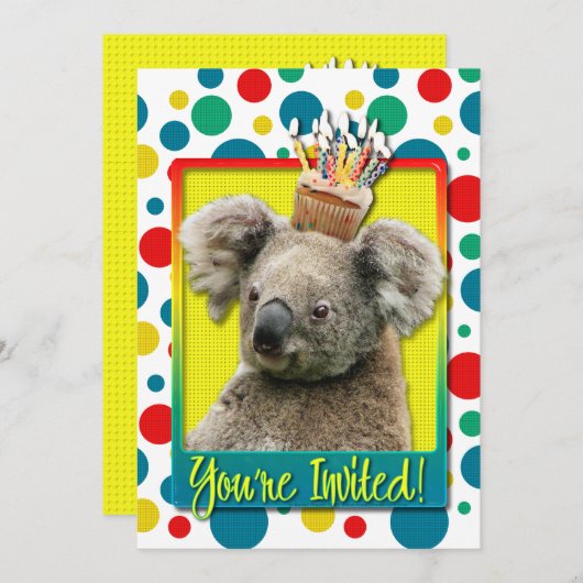 Uitnodigingscupcake - Koala Kaart (Voorkant / Achterkant)