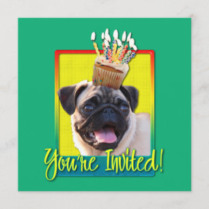 Uitnodigingscupcake - Pug Kaart