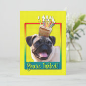 Uitnodigingscupcake - Pug Kaart (Staand voorkant)