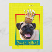 Uitnodigingscupcake - Pug Kaart (Voorkant / Achterkant)