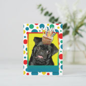 Uitnodigingscupcake - Pug - Ruffy Briefkaart (Staand voorkant)