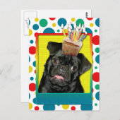Uitnodigingscupcake - Pug - Ruffy Briefkaart (Voorkant / Achterkant)