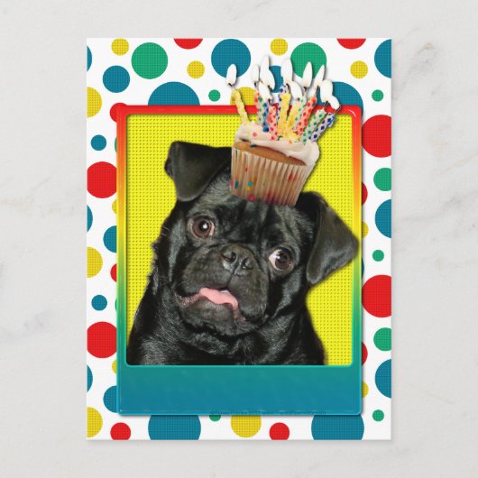 Uitnodigingscupcake - Pug - Ruffy Briefkaart (Voorkant)