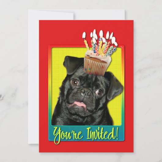 Uitnodigingscupcake - Pug - Ruffy Kaart (Voorkant)