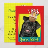 Uitnodigingscupcake - Pug - Ruffy Kaart (Voorkant / Achterkant)