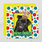 Uitnodigingscupcake - Pug - Ruffy Kaart (Voorkant / Achterkant)