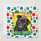 Uitnodigingscupcake - Pug - Ruffy Kaart (Voorkant)