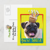 Uitnodigingscupcake - Pug Uitnodiging Briefkaart (Voorkant / Achterkant)