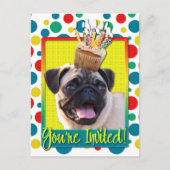 Uitnodigingscupcake - Pug Uitnodiging Briefkaart (Voorkant)