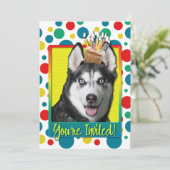 Uitnodigingscupcake - Siberian Husky Kaart (Staand voorkant)
