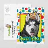 Uitnodigingscupcake - Siberian Husky Uitnodiging Briefkaart (Voorkant / Achterkant)