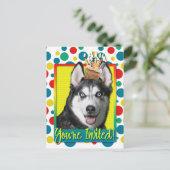 Uitnodigingscupcake - Siberian Husky Uitnodiging Briefkaart (Staand voorkant)