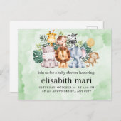 uitnodigingsdier, baby shower briefkaart (Voorkant / Achterkant)