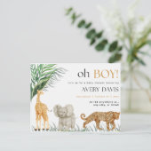 uitnodigingsdier, wilde baby shower, beesten briefkaart (Staand voorkant)