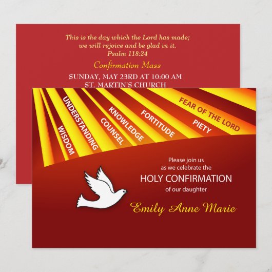 Uitnodigingsdochterbevestiging personaliseren, afk kaart (Voorkant / Achterkant)