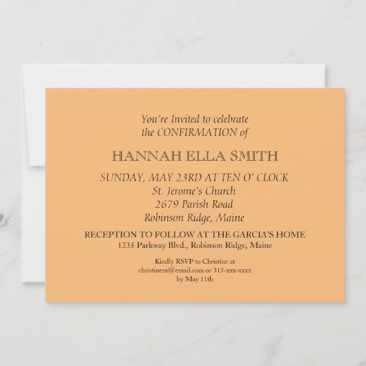 Uitnodigingsdochterbevestiging personaliseren, afk kaart (Achterkant)