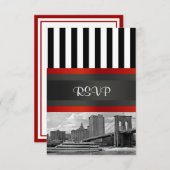 Uitnodigingset NYC Skyline Brooklyn Bridge Boot RSVP Kaartje (Voorkant / Achterkant)