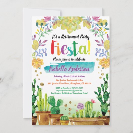 Uitnodigingsfeest met cactus kaart (Voorkant)
