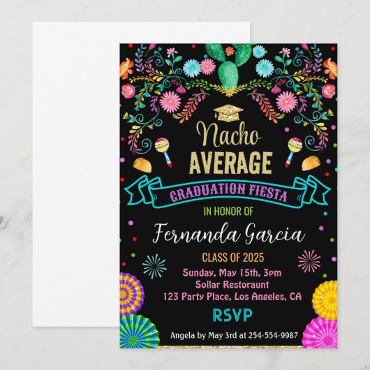 Uitnodigingsfeest voor Mexicaans Afstuderen Kaart (Voorkant / Achterkant)