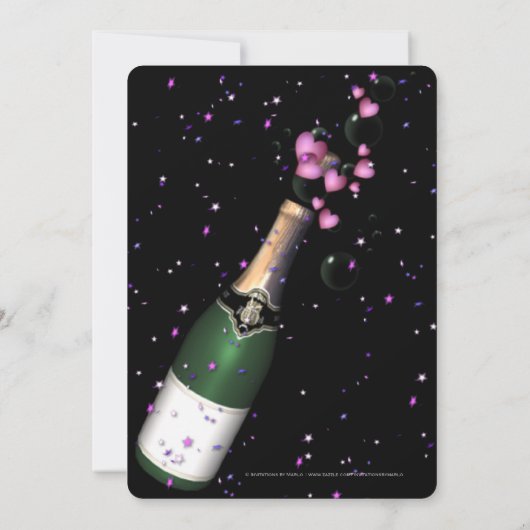 Uitnodigingsfles 2 voor nieuwjaarsfeest kaart (Achterkant)