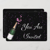 Uitnodigingsfles voor Champagne in het nieuwe jaar Kaart (Voorkant / Achterkant)