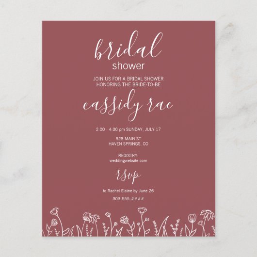 Uitnodigingsflyer voor bruidsfeest Boho-bloem budg Flyer (Voorkant)