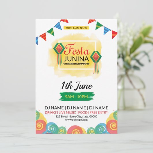 Uitnodigingsfolder Festa Junina Kaart (Staand voorkant)