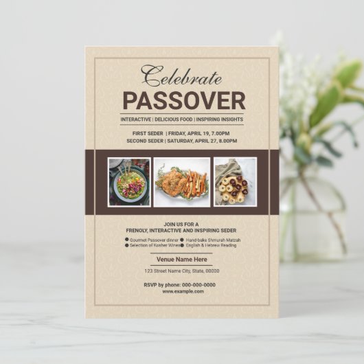Uitnodigingsfolder Pesach-viering Kaart (Staand voorkant)