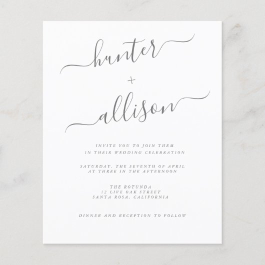 Uitnodigingsfolder voor een budgetbruiloft flyer (Voorkant)