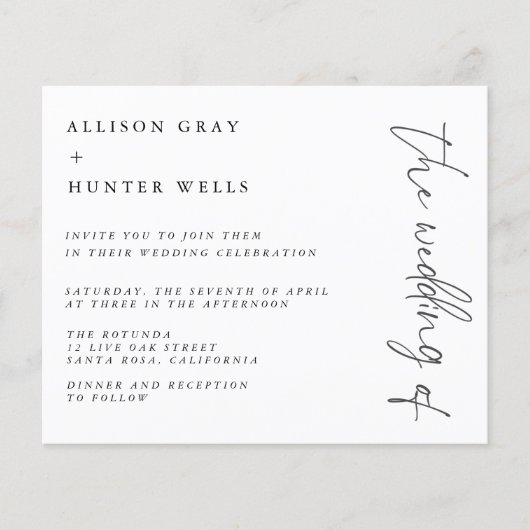 Uitnodigingsfolder voor een budgetbruiloft flyer (Voorkant)