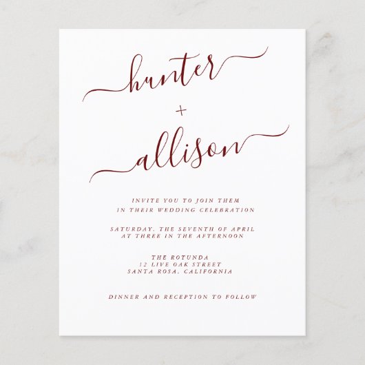 Uitnodigingsfolder voor een goedkoop huwelijk flyer (Voorkant)