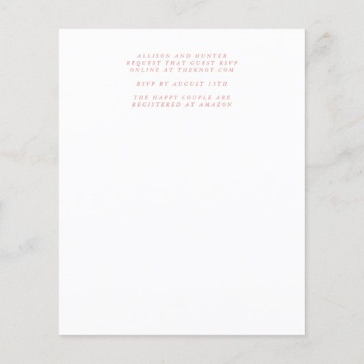 Uitnodigingsfolder voor een goedkope bruiloft flyer (Achterkant)