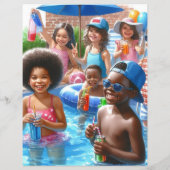 Uitnodigingsfolder voor kinderzwembadfeest flyer (Achterkant)