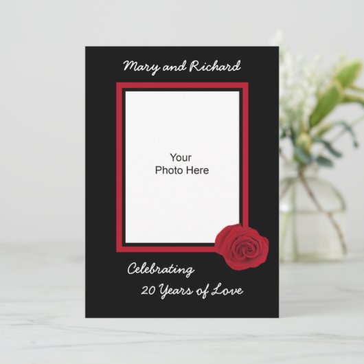 Uitnodigingsfoto 20-jarig huwelijksjubileum kaart (Staand voorkant)