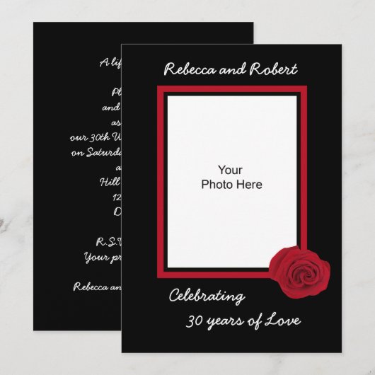 Uitnodigingsfoto 30-jarig huwelijksjubileum kaart (Voorkant / Achterkant)