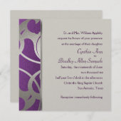 Uitnodigingsgebied Plum Faux Silver Deco Design Kaart (Voorkant / Achterkant)