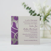 Uitnodigingsgebied Plum Faux Silver Deco Design Kaart (Staand voorkant)