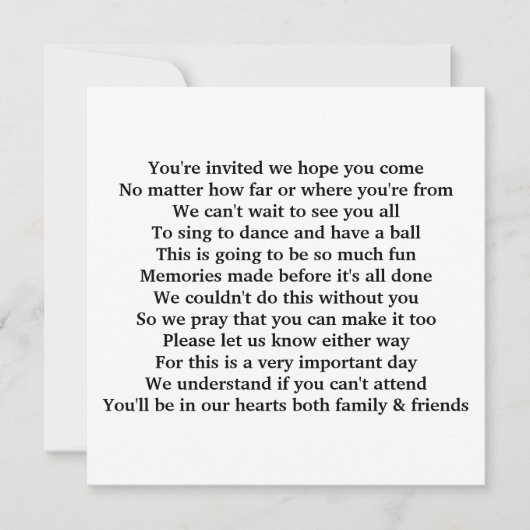 Uitnodigingsgedicht Kaart (Voorkant)