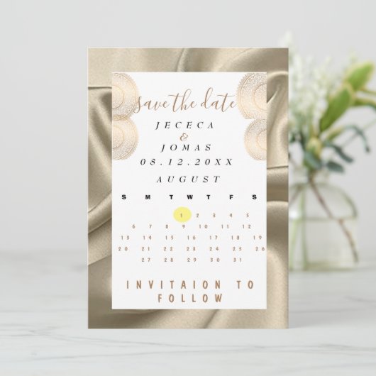 uitnodigingsgoud save the date (Staand voorkant)