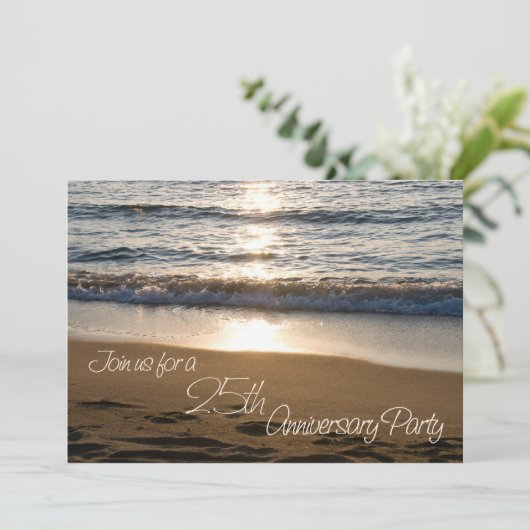 Uitnodigingskaart 25-jarig jubileum 'Golven bij zo Kaart (Staand voorkant)