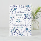 Uitnodigingskaart 25-jarig jubileumfeest Blue Swir Kaart (Staand voorkant)