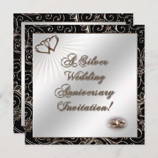 Uitnodigingskaart 25e trouwdag kaart (Voorkant / Achterkant)