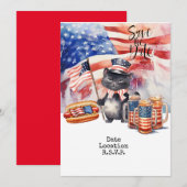 Uitnodigingskaart 4 juli kat 'save the date' kaart (Voorkant / Achterkant)