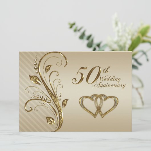 Uitnodigingskaart 50-jarig huwelijksjubileum kaart (Staand voorkant)