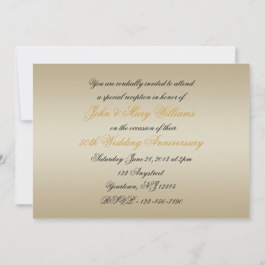 Uitnodigingskaart 50-jarig huwelijksjubileum kaart (Achterkant)